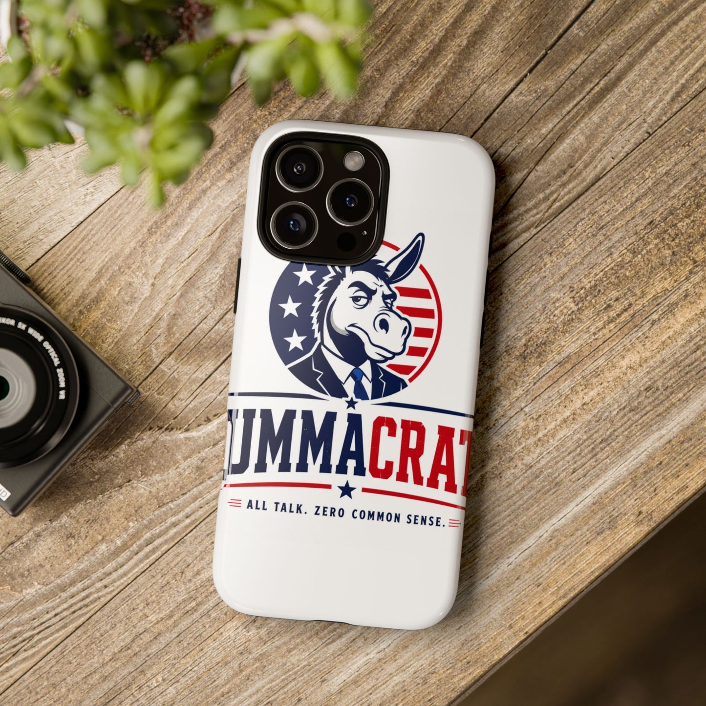 Phone Case — 'DemmaCrat' Political Donkey Design, Patriotic Anti-Democrat Graphic