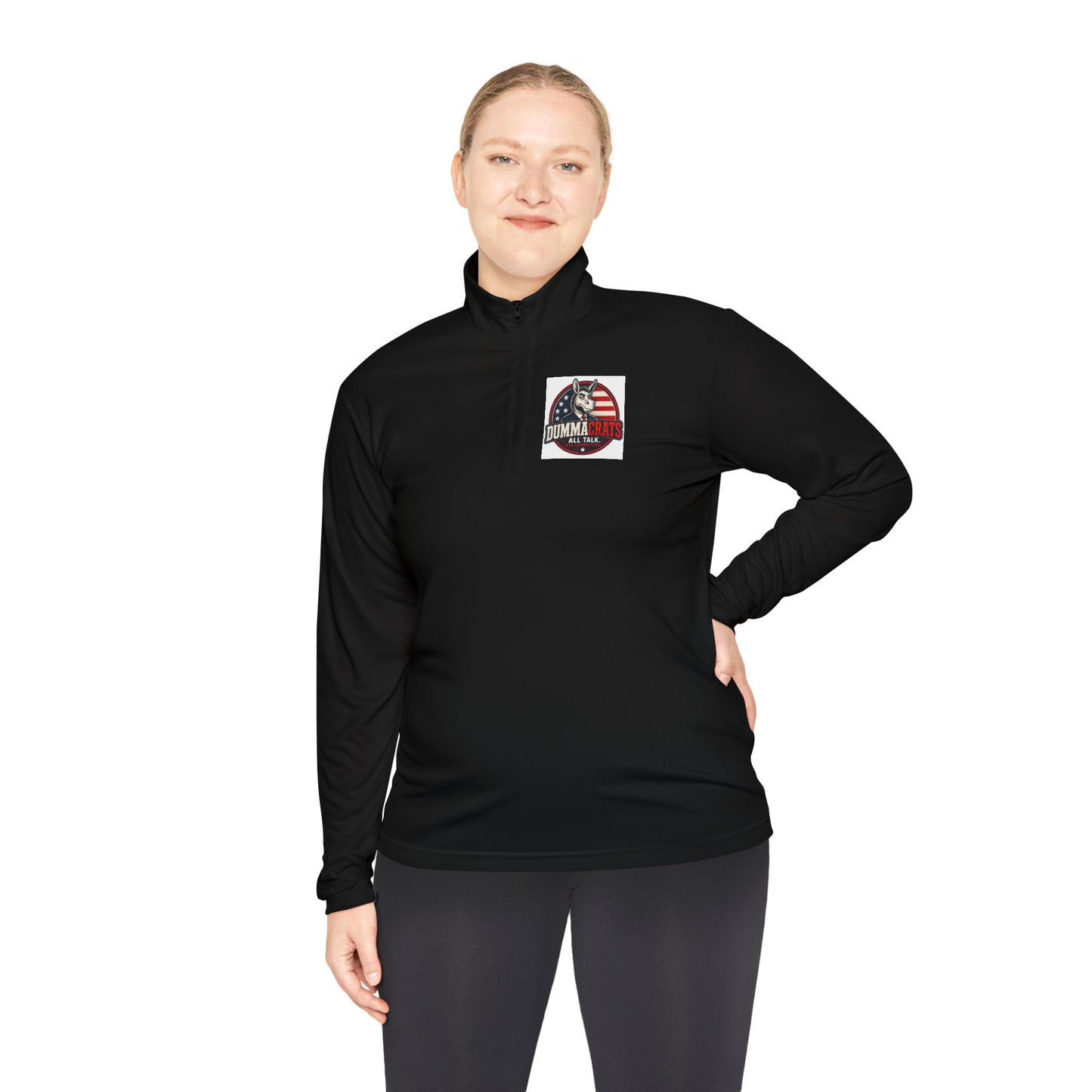 Quarter-Zip Pullover - Trump 2024 Helmet American Flag Logo
