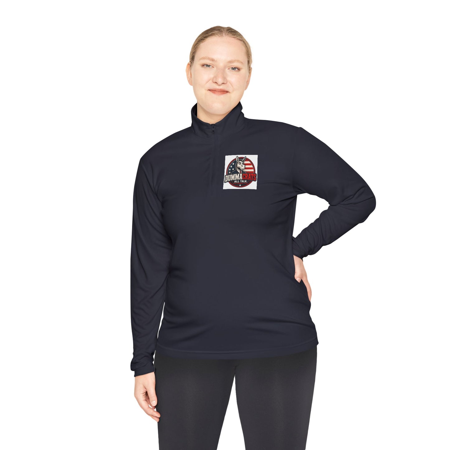 Quarter-Zip Pullover - Trump 2024 Helmet American Flag Logo